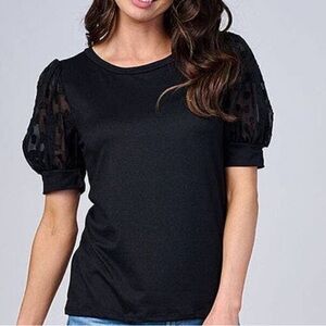 Elegant Black Mesh Sleeve Top